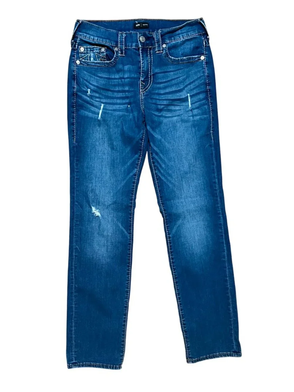 True Religion World Tour Geno Relaxed Slim Flit Distressed Denim Jeans, Men's 32